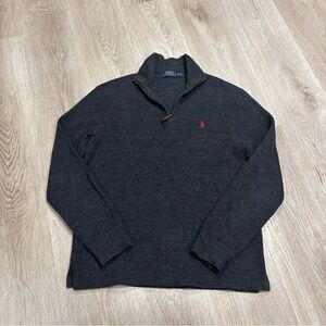 Polo Ralph Lauren 1/4 Zip Pullover Sweater Small Cotton Dark Grey L Sleeve Soft